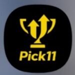 Pick11 Game APK download screen showing login interface, game options, and bonus offers for Android users